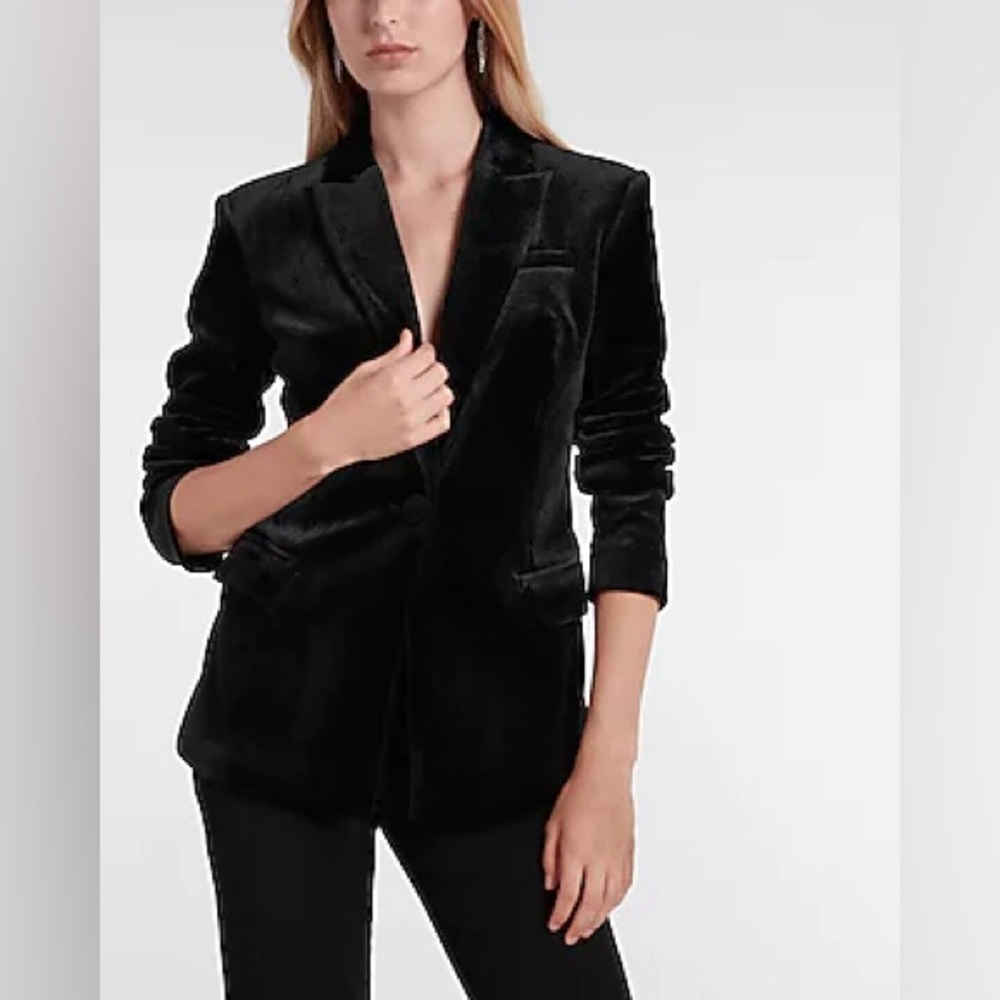 EXPRESS Edition Velvet Peak Lapel One Button Blazer Small